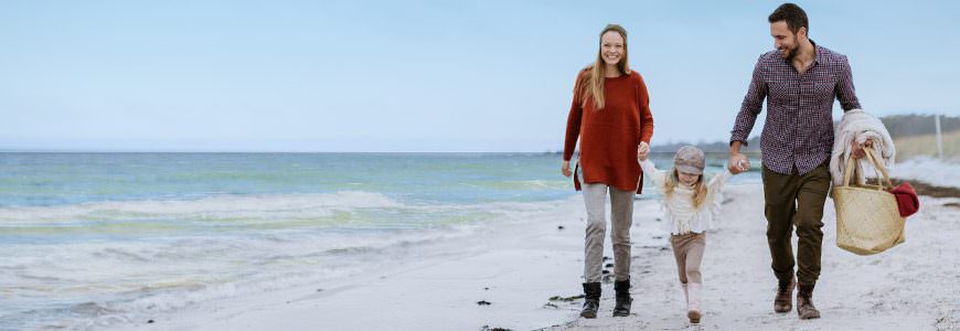 Familie på stranden i Skagen